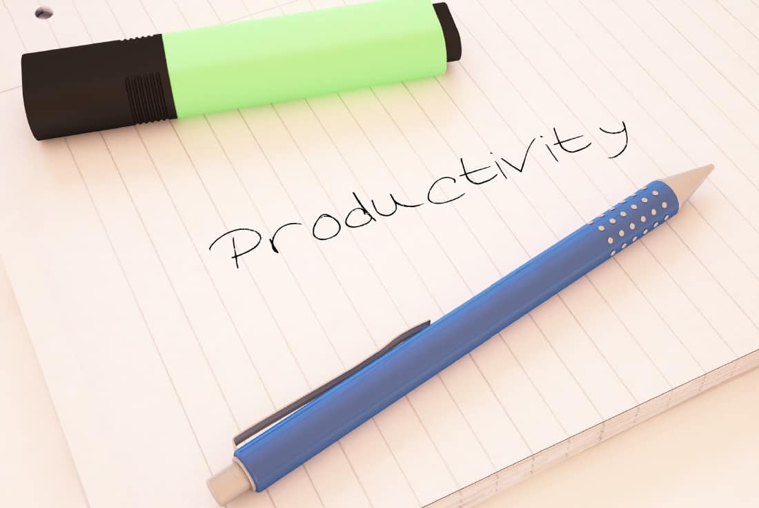 productivity written on a piece of paper