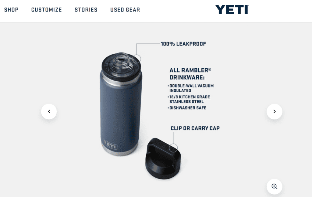 YETI's Rambler 26 oz. water bottles with chug cap.
